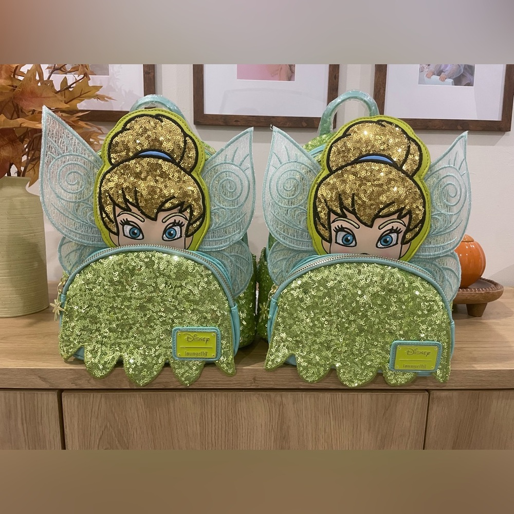 LOUNGEFLY DISNEY TINKERBELL SEQUIN MINI BACKPACK - RARE - NEW W/ TAGS